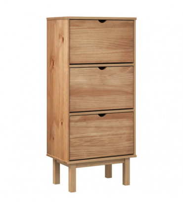 Shoe Cabinet with 3 Drawers Brown Solid Wood Pine