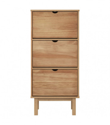 Shoe Cabinet with 3 Drawers Brown Solid Wood Pine