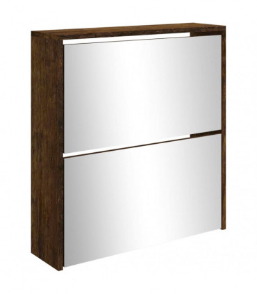 Shoe Cabinet with Mirror 2-Layer Smoked Oak 63x17x67 cm