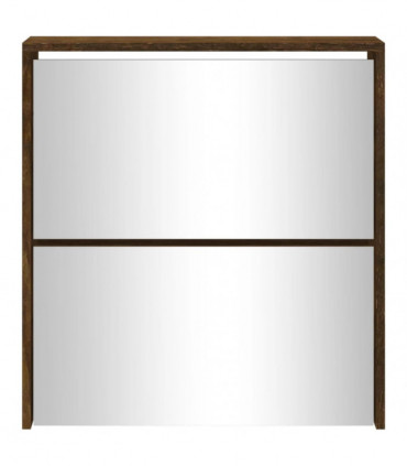 Shoe Cabinet with Mirror 2-Layer Smoked Oak 63x17x67 cm