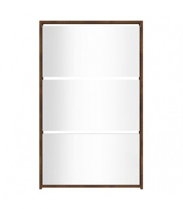 Shoe Cabinet with Mirror 3-Layer Brown Oak 63x17x102.5 cm