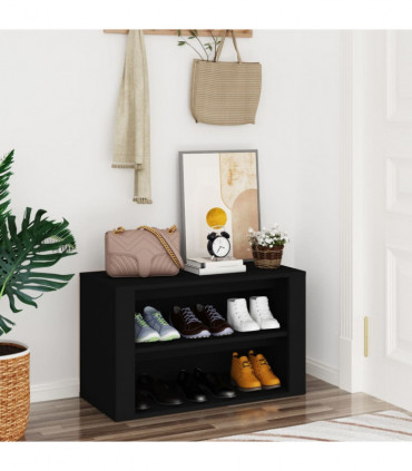 Shoe Rack Black 75x35x45 cm Engineered Wood