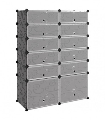 Shoe Rack Black 94x37x125 cm PP