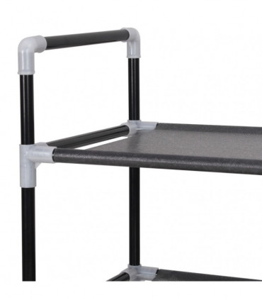 Shoe Rack with 8 Shelves Metal and Non-woven Fabric Black