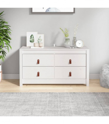 Side Cabinet White 100x40x54 cm Solid Wood Pine