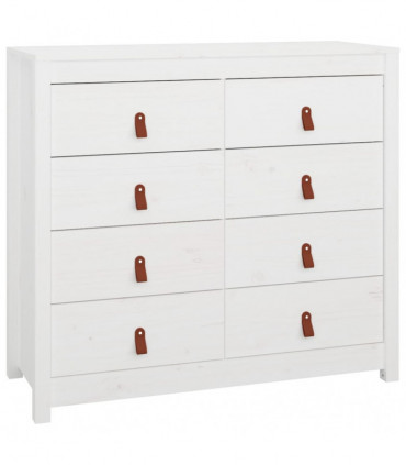 Side Cabinet White 100x40x90 cm Solid Wood Pine