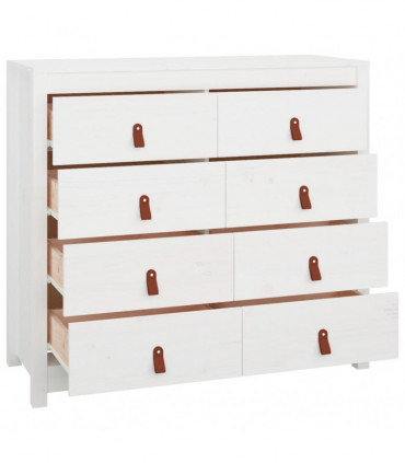 Side Cabinet White 100x40x90 cm Solid Wood Pine