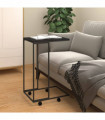 Side Table with Wheels Black 40x30x63.5 cm Engineered Wood