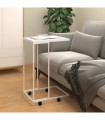 Side Table with Wheels White 40x30x63.5 cm Engineered Wood
