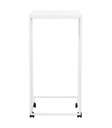 Side Table with Wheels White 40x30x63.5 cm Engineered Wood