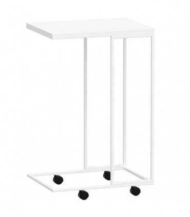 Side Table with Wheels White 40x30x63.5 cm Engineered Wood