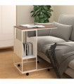 Side Table with Wheels White 55x36x63.5 cm Engineered Wood