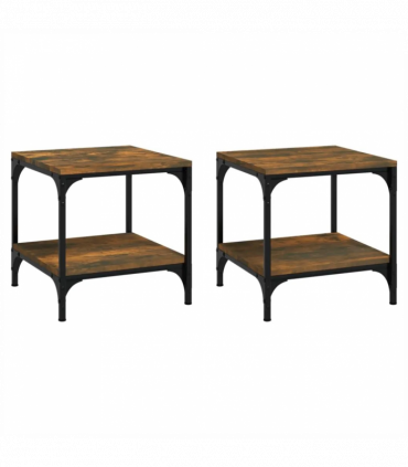 Side Tables 2 pcs Smoked Oak 40x40x40 cm Engineered Wood