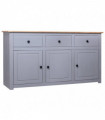 Sideboard Grey 135x40x80 cm Solid Pinewood Panama Range