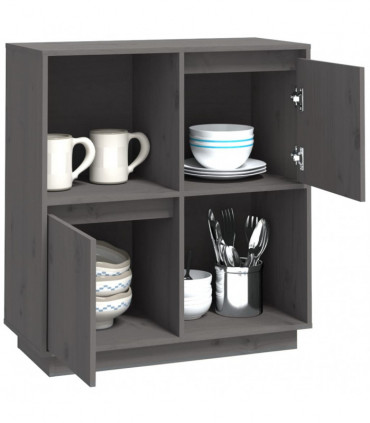 Sideboard Grey 74x35x80 cm Solid Wood Pine