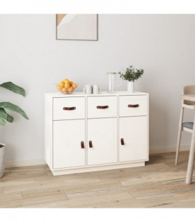 Sideboard White 100x40x75 cm Solid Wood Pine