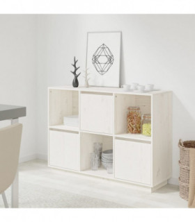 Sideboard White 110.5x35x80 cm Solid Wood Pine