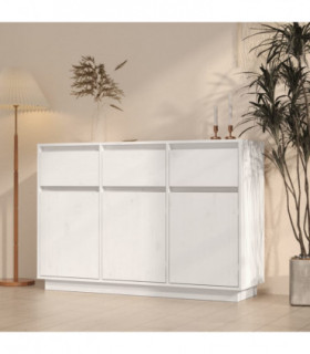 Sideboard White 110x34x75 cm Solid Wood Pine