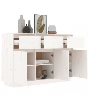 Sideboard White 110x34x75 cm Solid Wood Pine