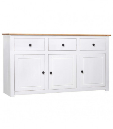Sideboard White 135x40x80 cm Solid Pinewood Panama Range
