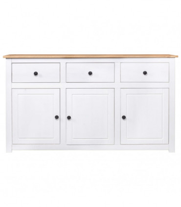 Sideboard White 135x40x80 cm Solid Pinewood Panama Range