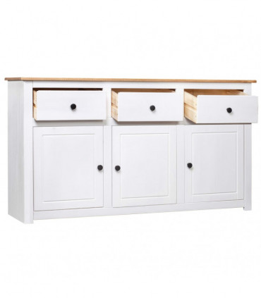 Sideboard White 135x40x80 cm Solid Pinewood Panama Range