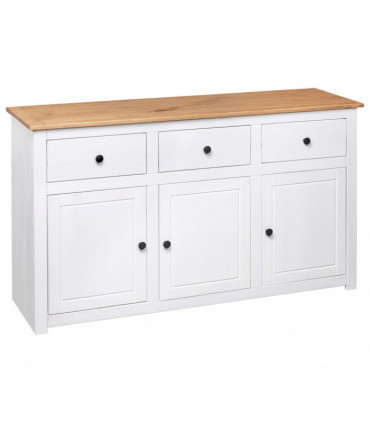 Sideboard White 135x40x80 cm Solid Pinewood Panama Range