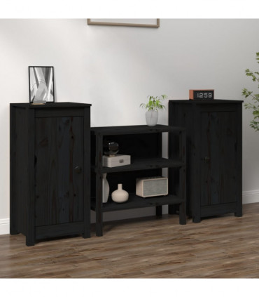 Sideboards 2 pcs Black 40x35x80 cm Solid Wood Pine