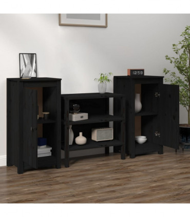 Sideboards 2 pcs Black 40x35x80 cm Solid Wood Pine