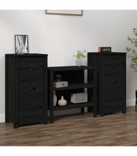 Sideboards 2 pcs Black 40x35x80 cm Solid Wood Pine