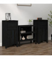 Sideboards 2 pcs Black 40x35x80 cm Solid Wood Pine