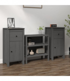Sideboards 2 pcs Grey 40x35x80 cm Solid Wood Pine