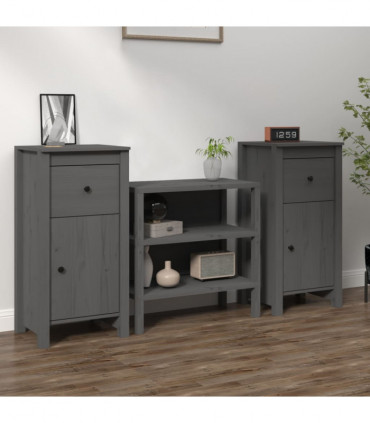 Sideboards 2 pcs Grey 40x35x80 cm Solid Wood Pine
