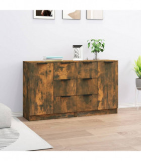 Sideboards 2 pcs Smoked Oak 60x30x70 cm Engineered Wood