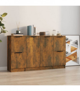 Sideboards 3 pcs Smoked Oak Engineered Wood