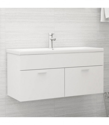 Sink Cabinet with Built-in Basin White Chipboard
