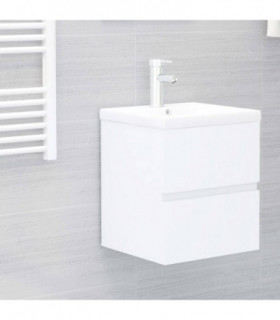 Sink Cabinet with Built-in Basin White Chipboard