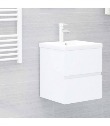 Sink Cabinet with Built-in Basin White Chipboard