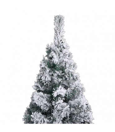 Slim Artificial Christmas Tree with Flocked Snow Green 180 cm PVC