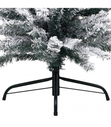 Slim Artificial Christmas Tree with Flocked Snow Green 180 cm PVC