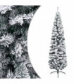 Slim Artificial Christmas Tree with Flocked Snow Green 210 cm PVC