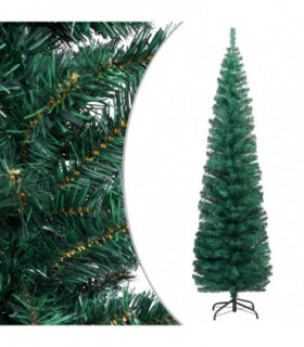 Slim Artificial Christmas Tree with Stand Green 180 cm PVC
