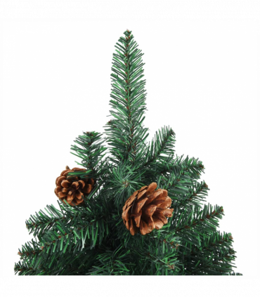 Slim Christmas Tree with Real Wood and Cones Green 180 cm PVC