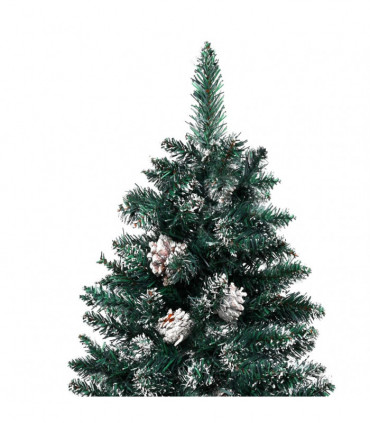 Slim Christmas Tree with Real Wood and White Snow Green 180 cm