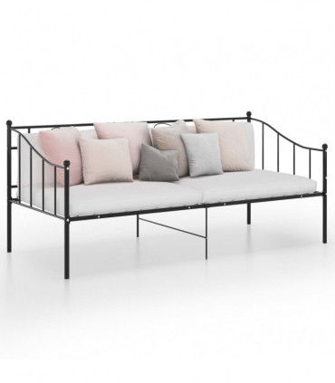 Sofa Bed Frame Black Metal 90x200 cm