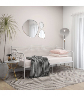 Sofa Bed Frame White Metal 90x200 cm