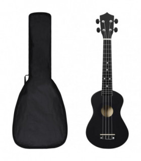 Soprano Ukulele Set with Bag for Kids Black 23"