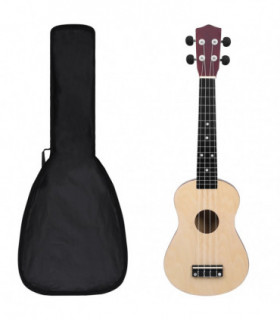Soprano Ukulele Set with Bag for Kids Light Wood 23"