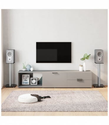 Speaker Stands 2pcs Black&Silver Tempered Glass 2 Pillars Design