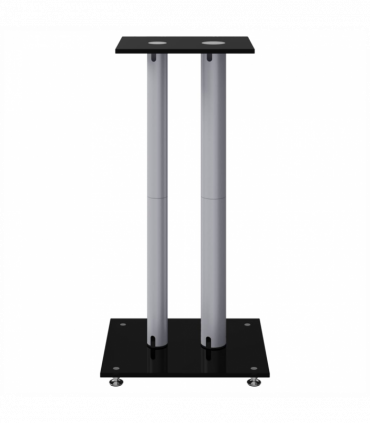 Speaker Stands 2pcs Black&Silver Tempered Glass 2 Pillars Design